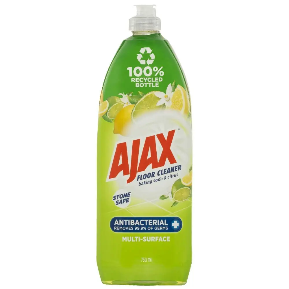 8x Ajax Multi Surface Antibacterial Floor Cleaner Baking Soda & Citrus 750ml