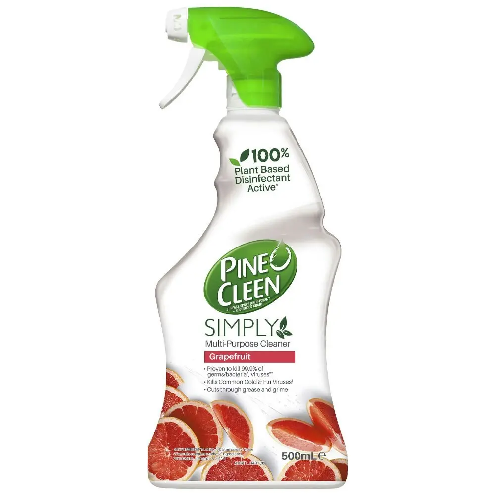 6x Pine O Cleen Plant Based Simply Multi-Purpose Cleaner Spray Grapefruit 500ml