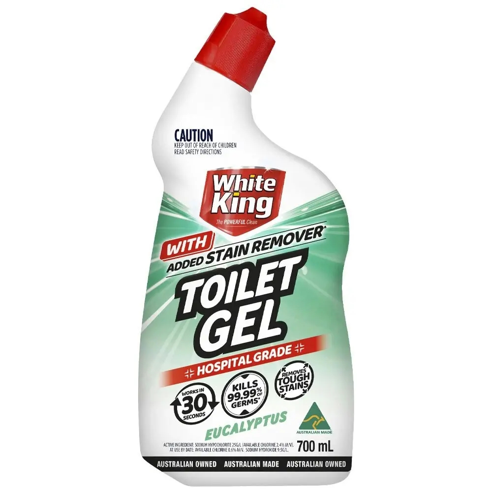 6x White King Toilet Gel With Added Stain Remover Cleaner Eucalyptus 700ml