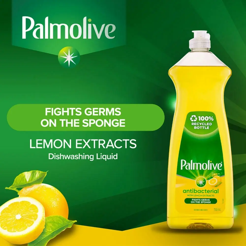 6x Palmolive Kitchen Dishwashing Cleaning Liquid Antibacterial Lemon 750ml