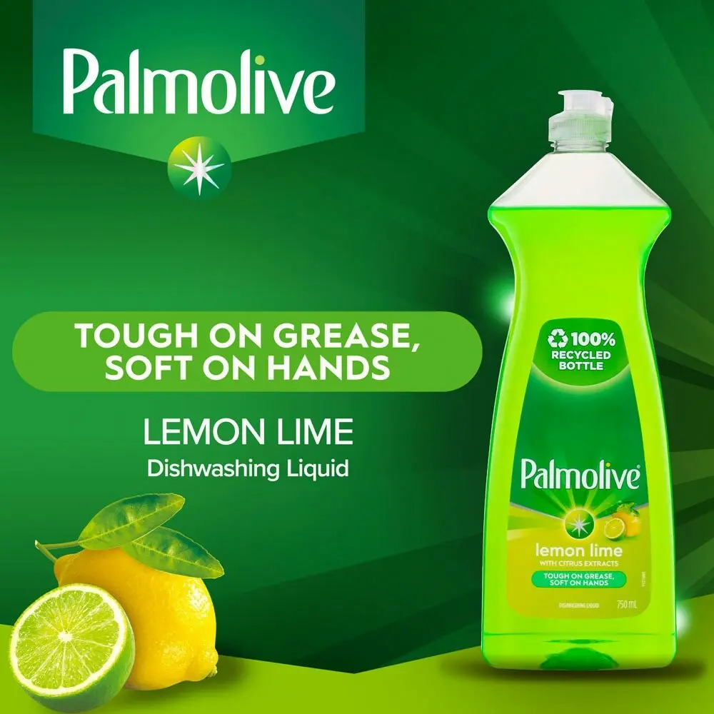 6x Palmolive Kitchen Dishwashing Cleaning Liquid Antibacterial Lemon Lime 750ml