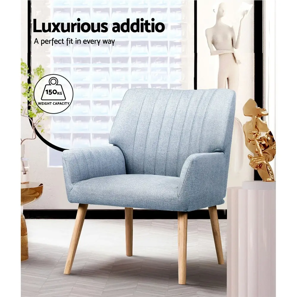 Artiss Armchair Fabric Blue Grey Sebastini