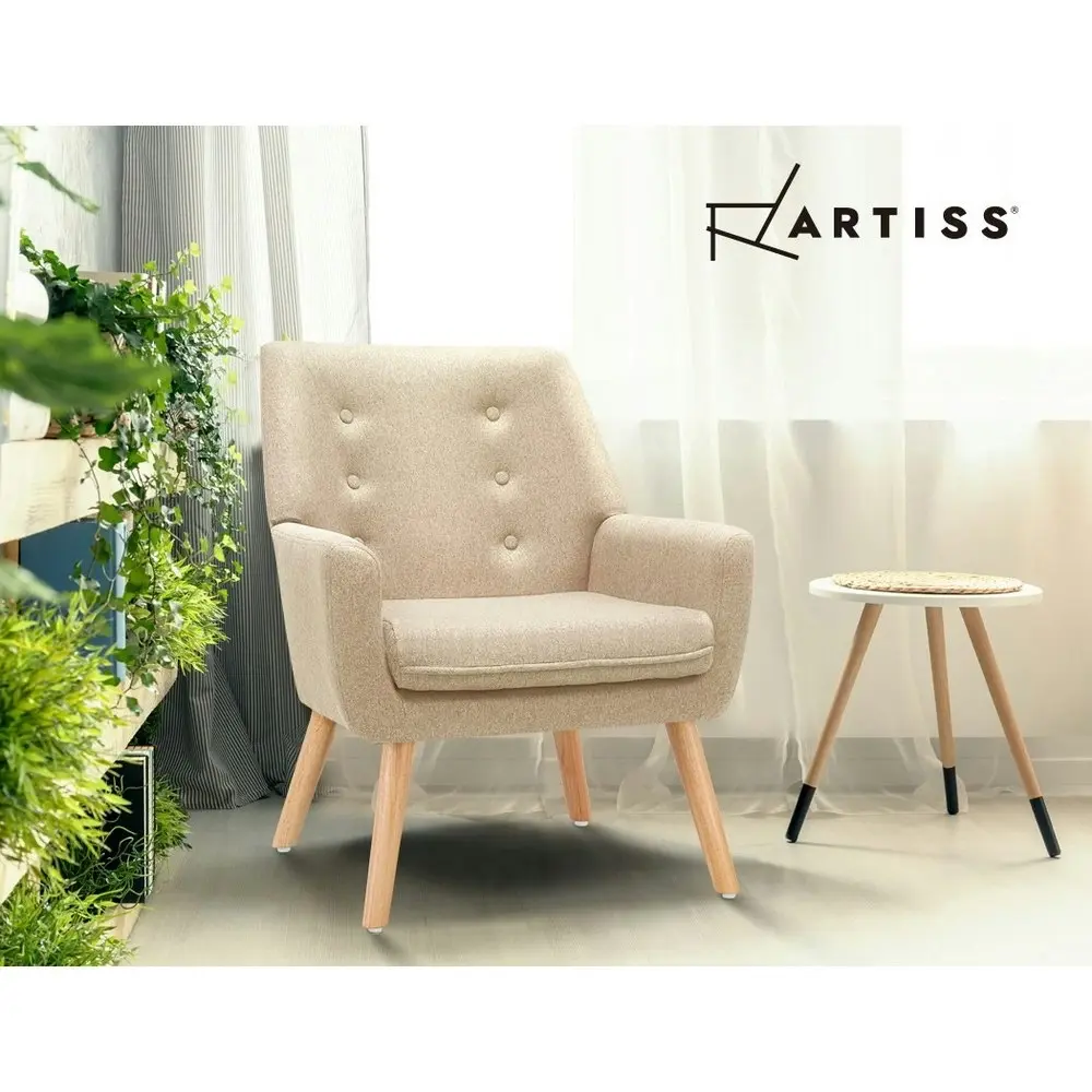 Artiss Armchair Lounge Chair Accent Armchairs Fabric Single Sofa Chairs Beige