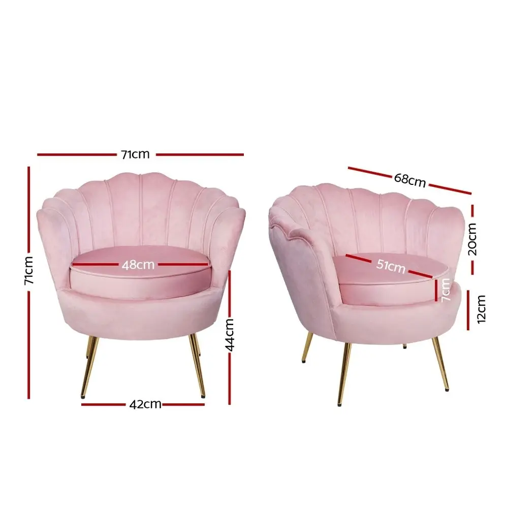 Artiss Armchair Velvet  Pink Callista