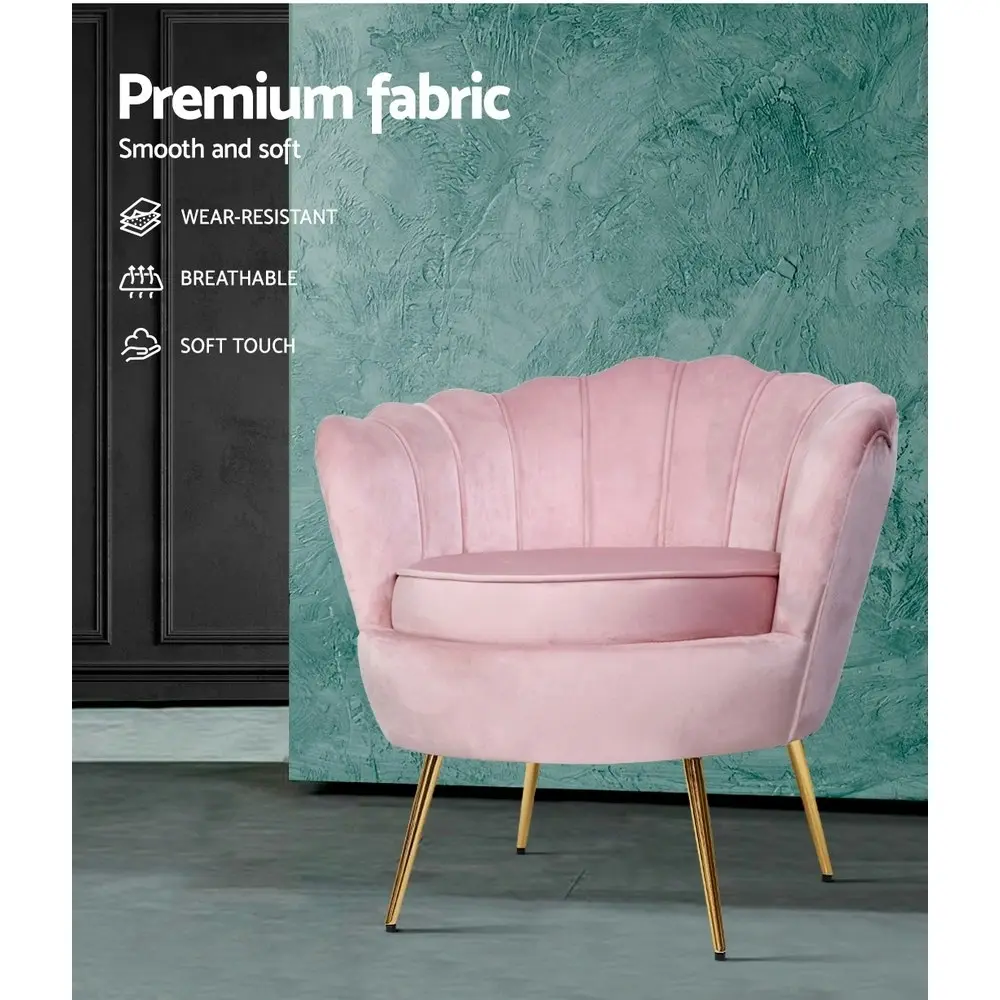 Artiss Armchair Velvet  Pink Callista