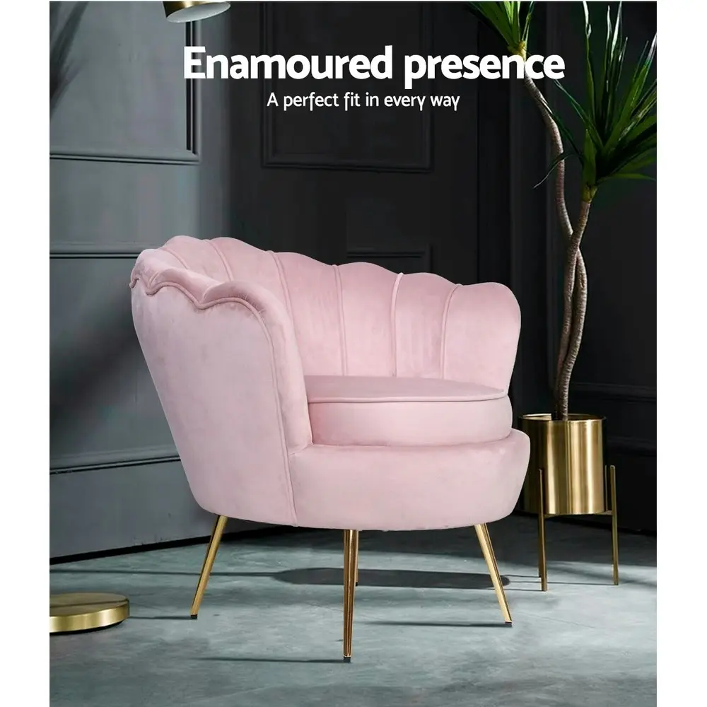 Artiss Armchair Velvet  Pink Callista