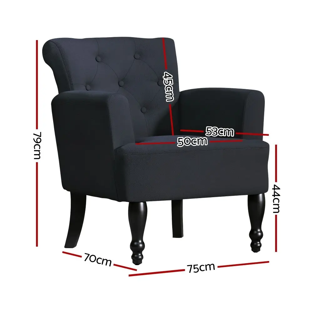 Artiss Armchair Wingback Charcoal Lothair