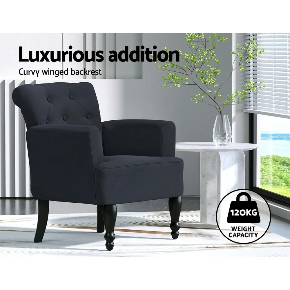 Artiss Armchair Wingback Charcoal Lothair