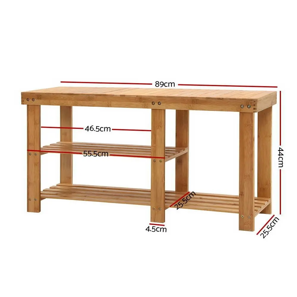 Artiss Bamboo Shoe Rack Cabinet Wooden Bench Storage Organiser Stand Stool Seat