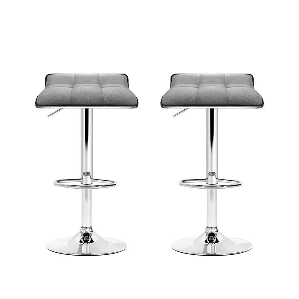 Artiss 2x Bar Stools Linen Padded Gas Lift