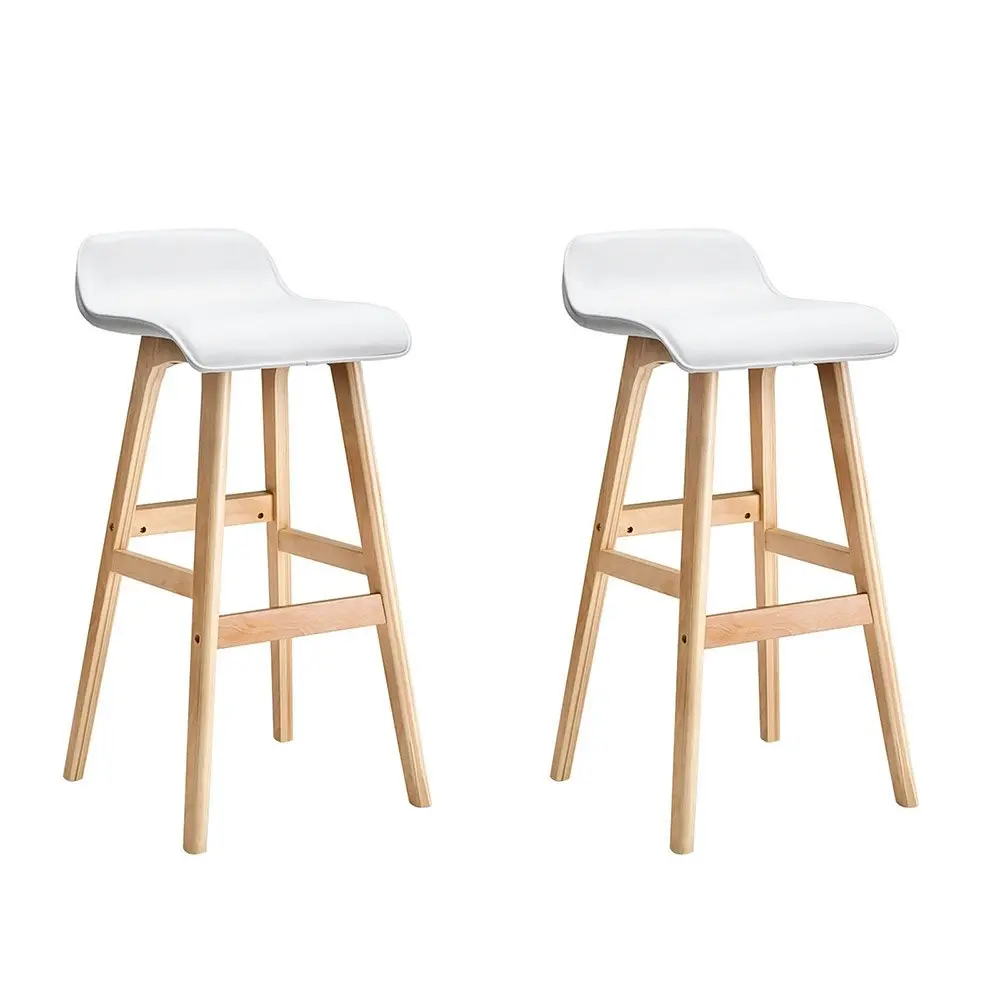 Artiss 2x Bar Stools Wooden Stool White