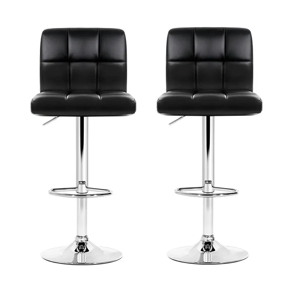 Artiss 2x Bar Stools Leather Gas Lift Black