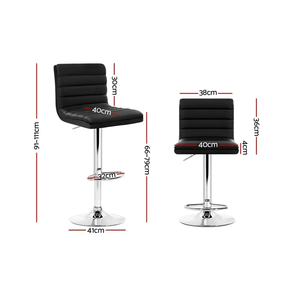 Artiss 2x Bar Stools Padded Leather Gas Lift Black