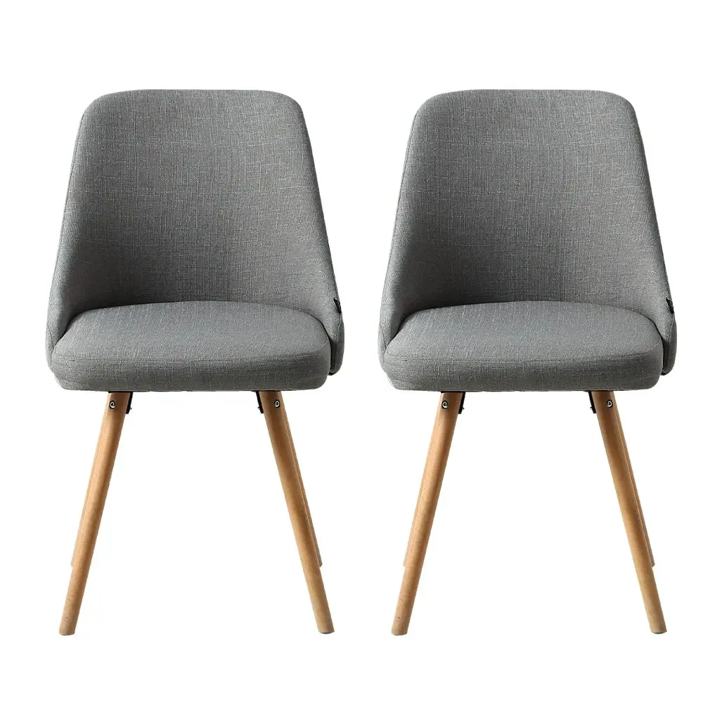 Artiss Dining Chairs Set of 2 Fabric Wooden Grey