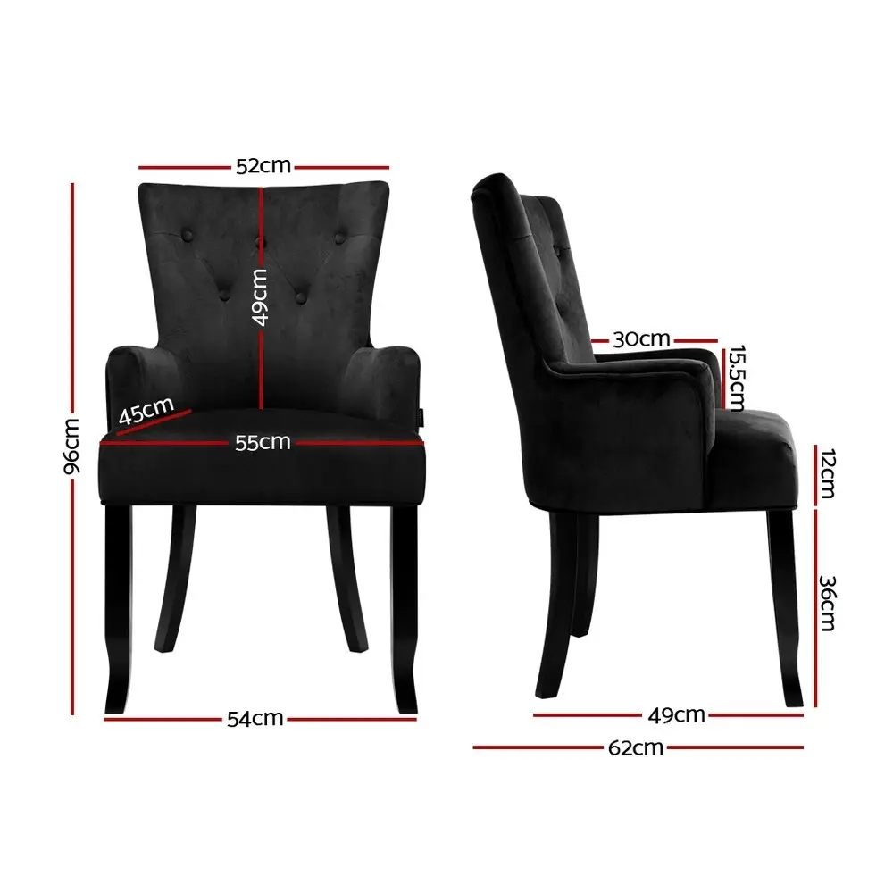 Artiss Dining Chair Velvet French Provincial Armchair Black