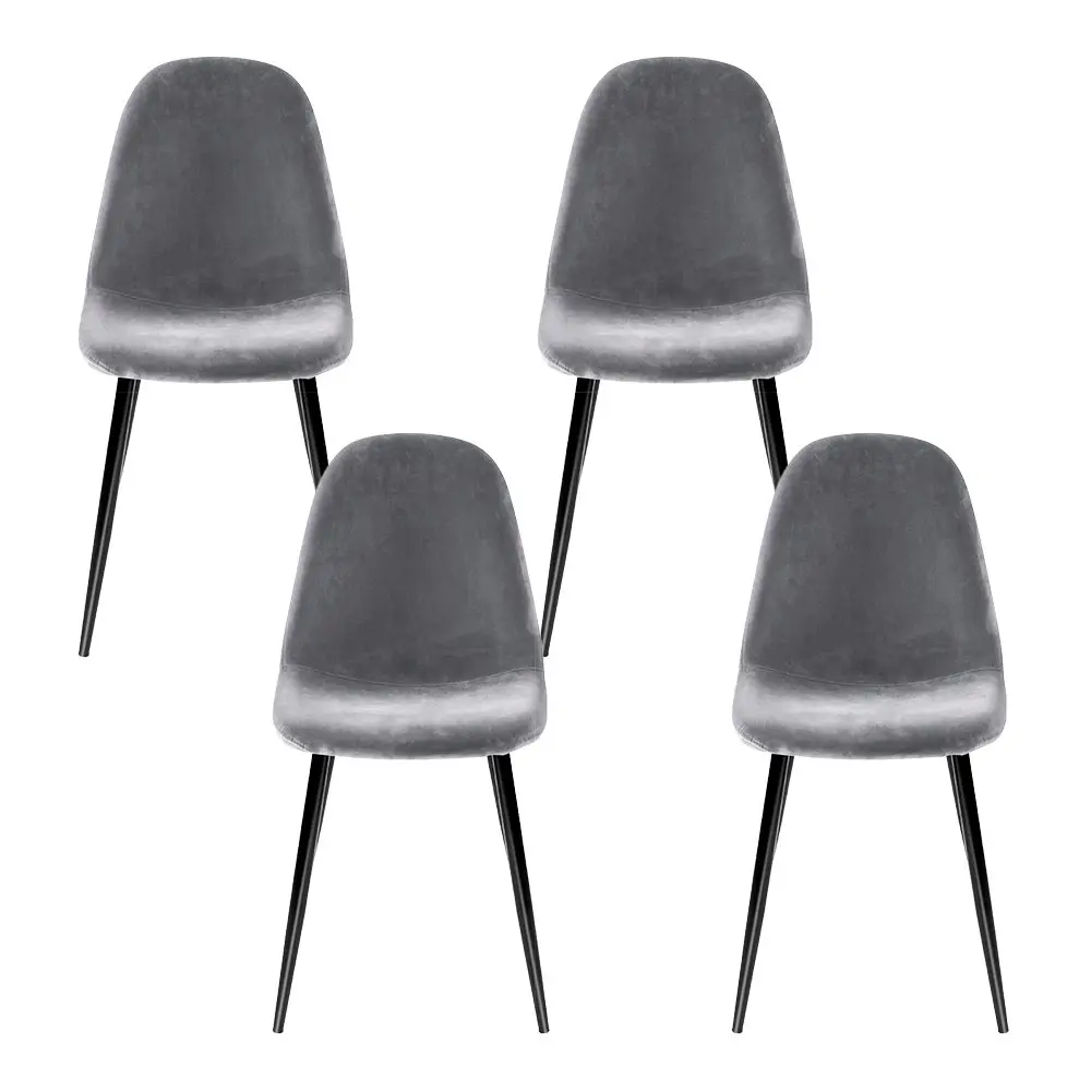 Artiss Dining Chairs Set of 4 Velvet Curved Slope Grey