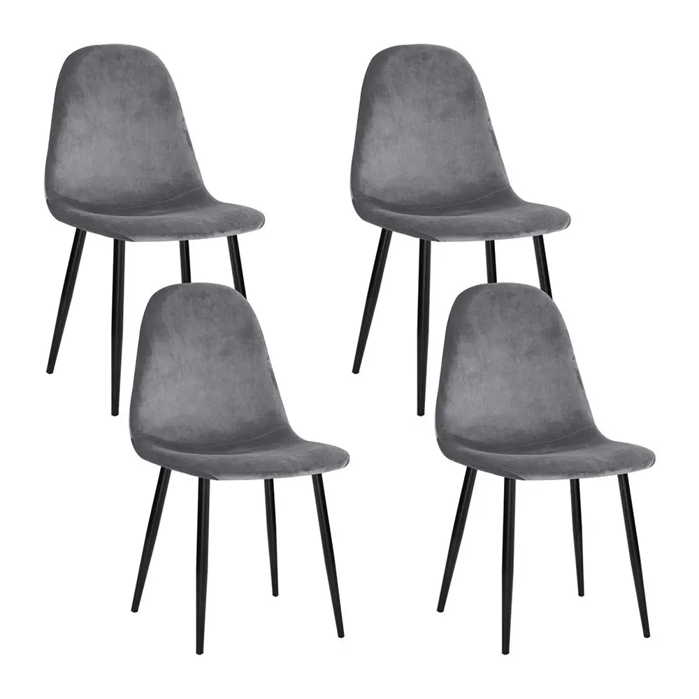 Artiss Dining Chairs Set of 4 Velvet Curved Slope Grey