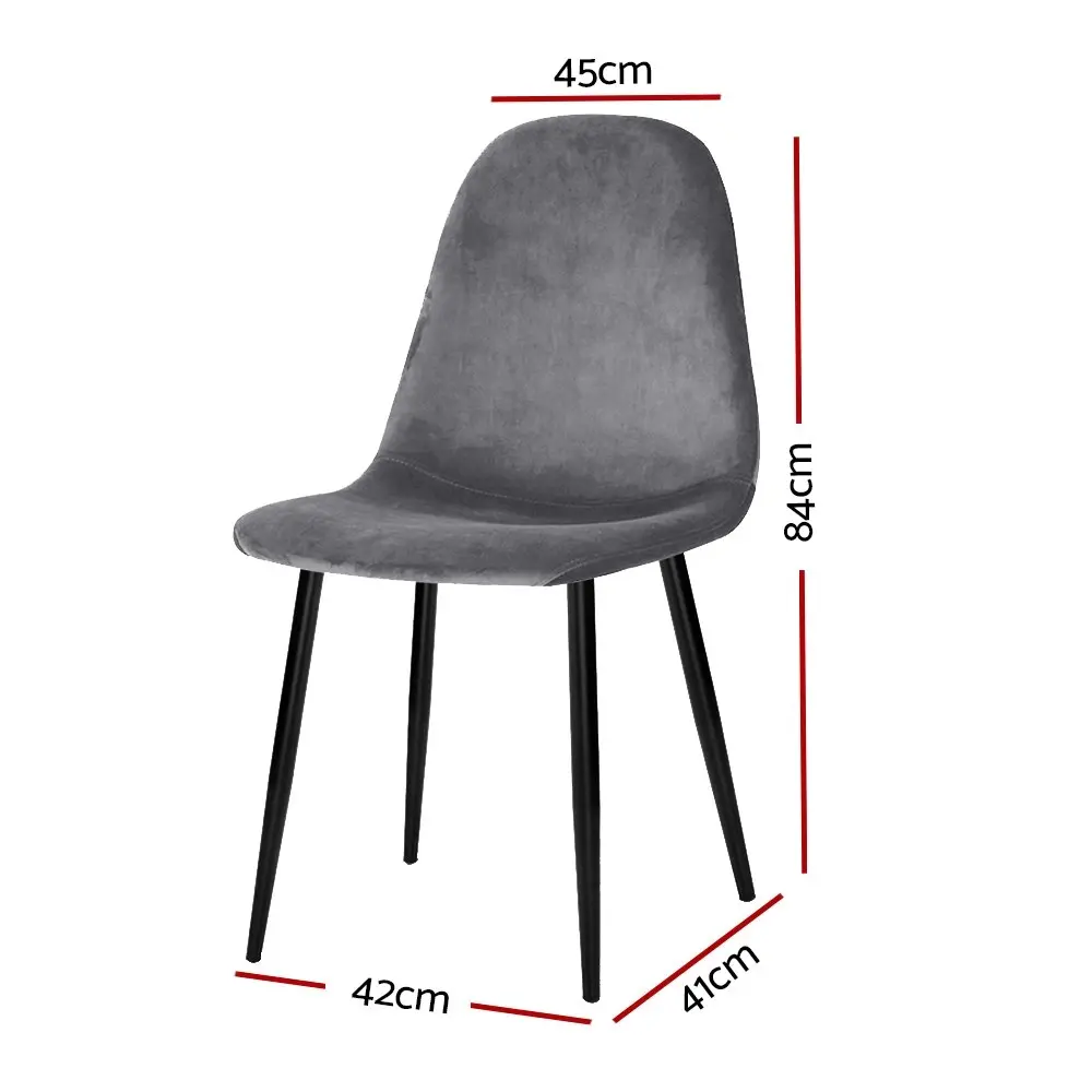 Artiss Dining Chairs Set of 4 Velvet Curved Slope Grey