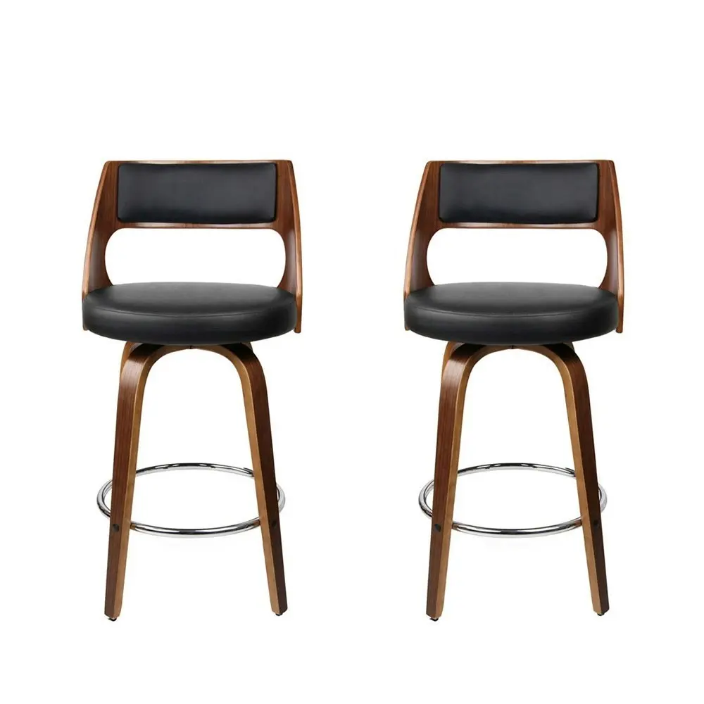 Artiss 2x Bar Stools Swivel Leather Chair 65cm