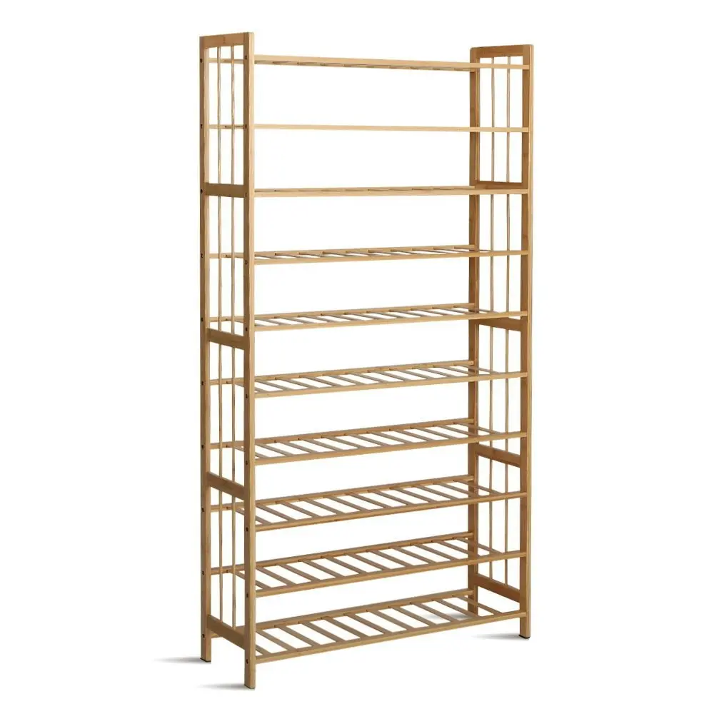 Artiss Shoe Rack Bamboo Shoe Storage 10-tier 50 Pairs