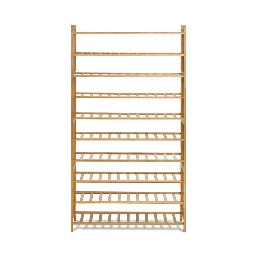 Artiss Shoe Rack Bamboo Shoe Storage 10-tier 50 Pairs