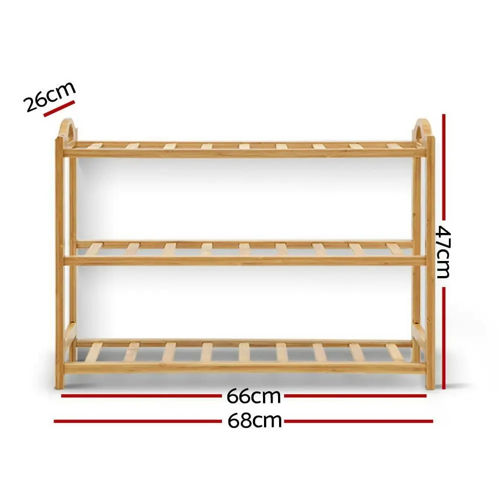 Artiss Shoe Rack Bamboo Shoe Storage 3-tier 9 Pairs