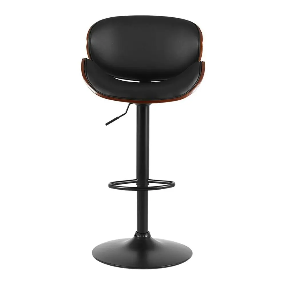 Artiss 2x Bar Stools Gas Lift Leather Padded Black