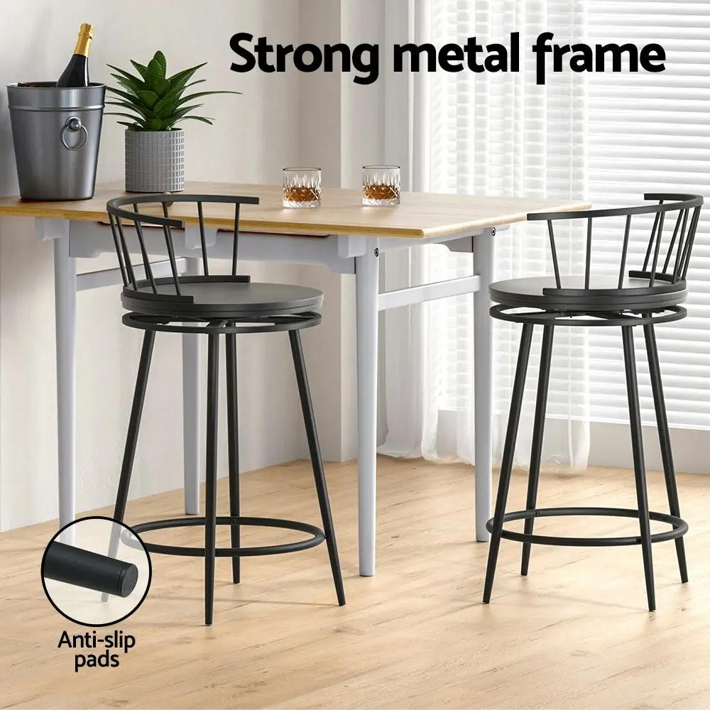 Artiss 2x Bar Stools Swivel Metal Chairs