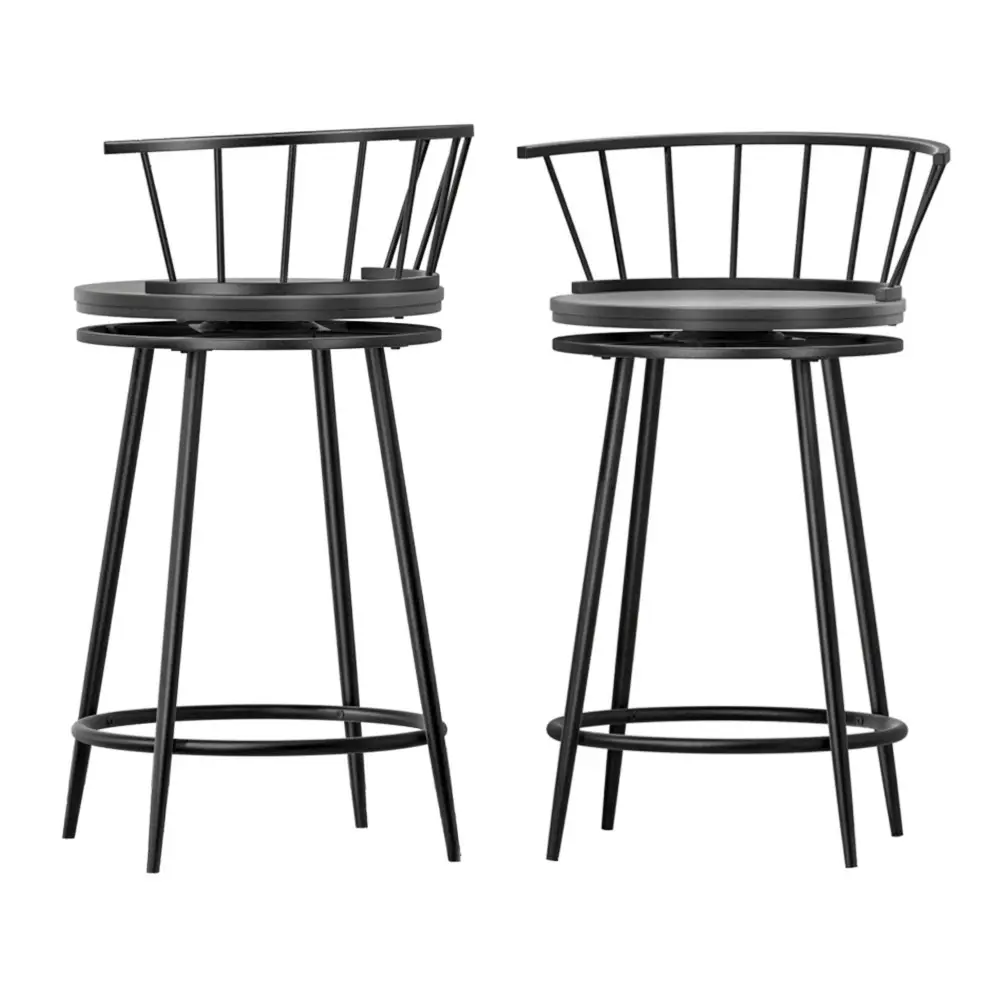 Artiss 2x Bar Stools Swivel Metal Chairs