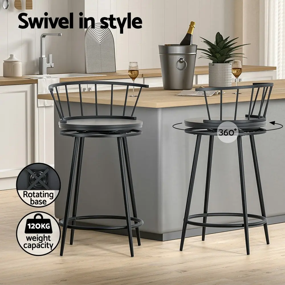 Artiss 2x Bar Stools Swivel Metal Chairs