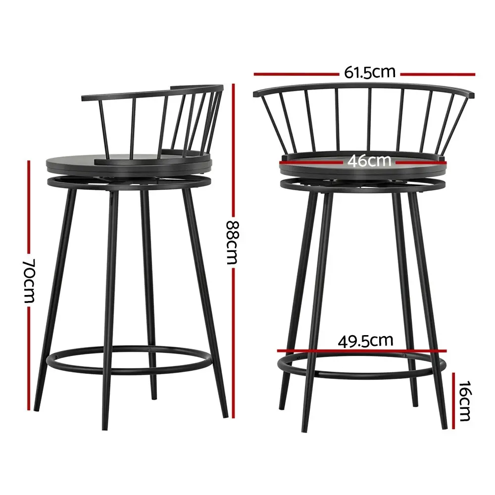 Artiss 2x Bar Stools Swivel Metal Chairs