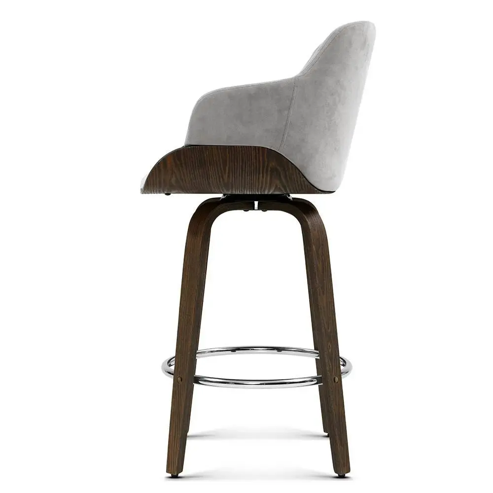 Artiss 2x Bar Stools Swivel Velvet Padded Wooden