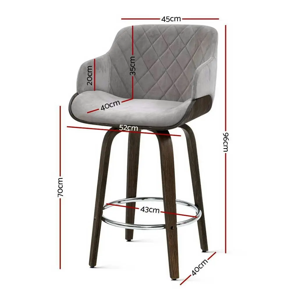 Artiss 2x Bar Stools Swivel Velvet Padded Wooden