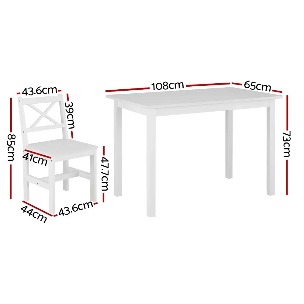 Artiss Dining Chairs and Table Dining Set 4 Seater White Kaye