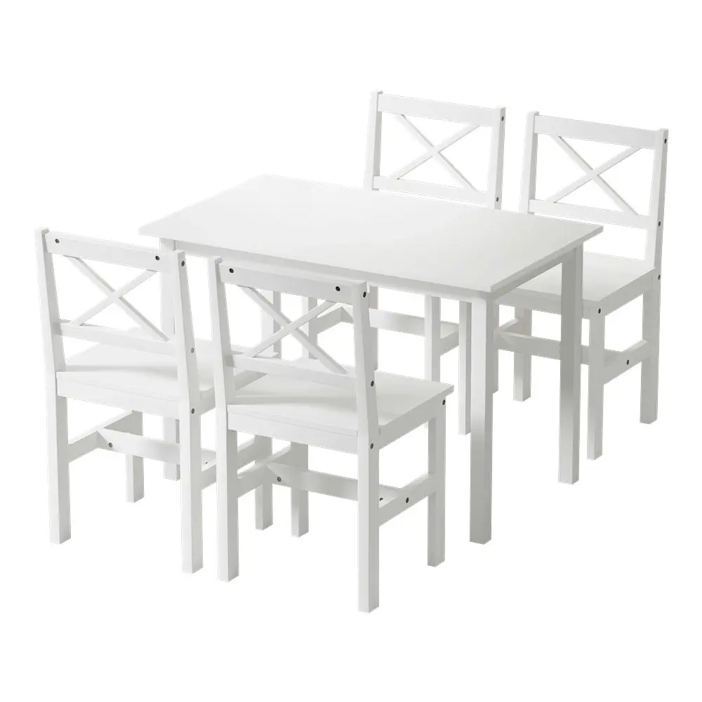 Artiss Dining Chairs and Table Dining Set 4 Seater White Kaye