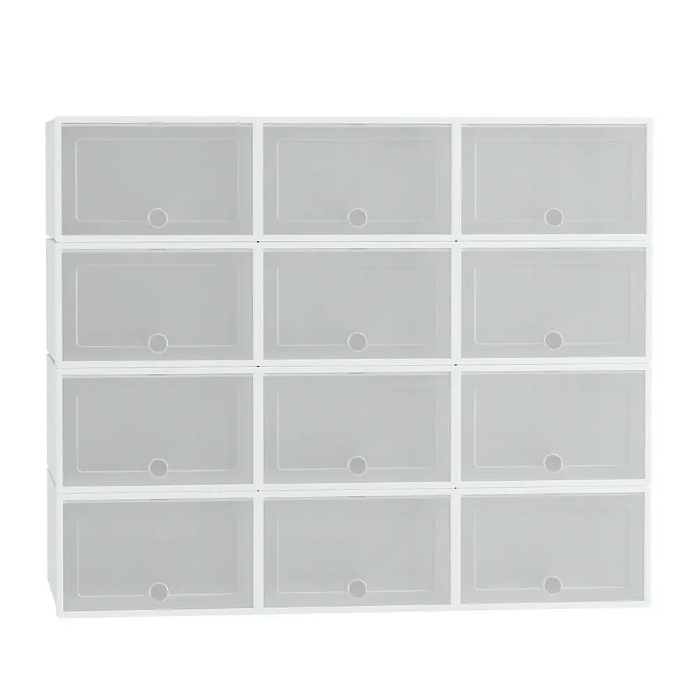 Artiss DIY Shoe Box Set of 12 Stackable White Abel