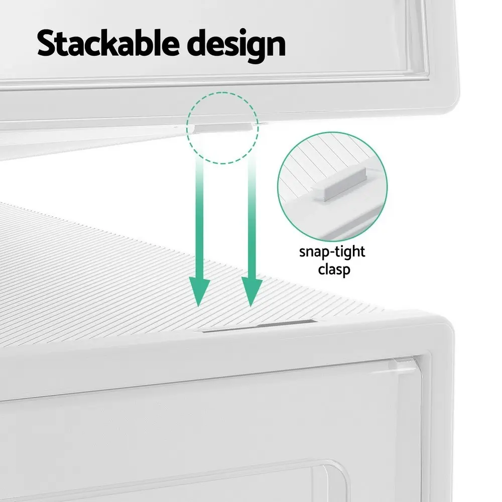 Artiss Shoe Box Rack DIY Set of 24 Stackable White Abel