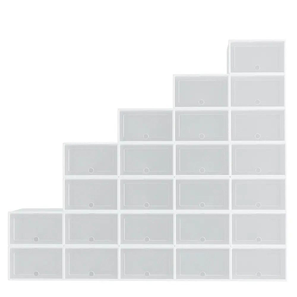 Artiss Shoe Box Rack DIY Set of 24 Stackable White Abel