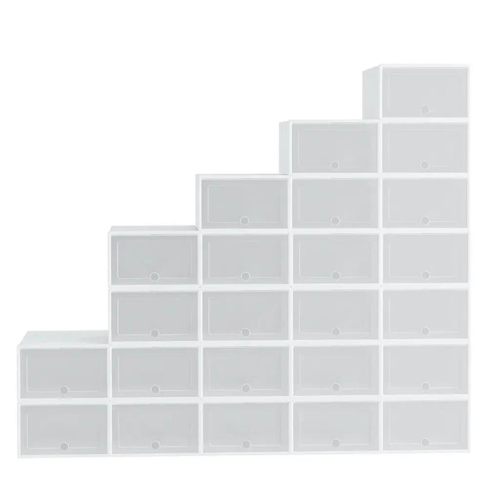 Artiss Shoe Box Rack DIY Set of 24 Stackable White Abel