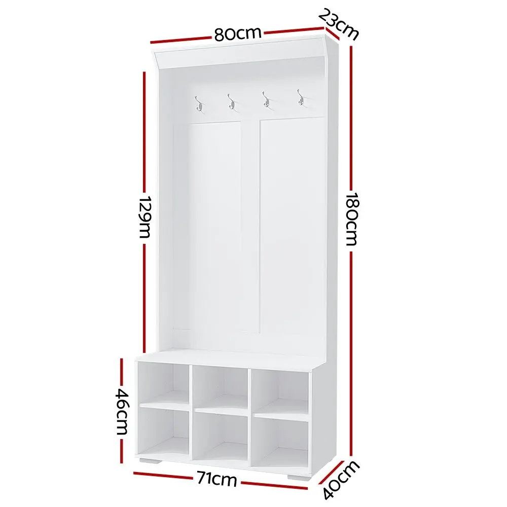 Artiss Shoe Cabinet Hall Tree Coat Rack 180CM White