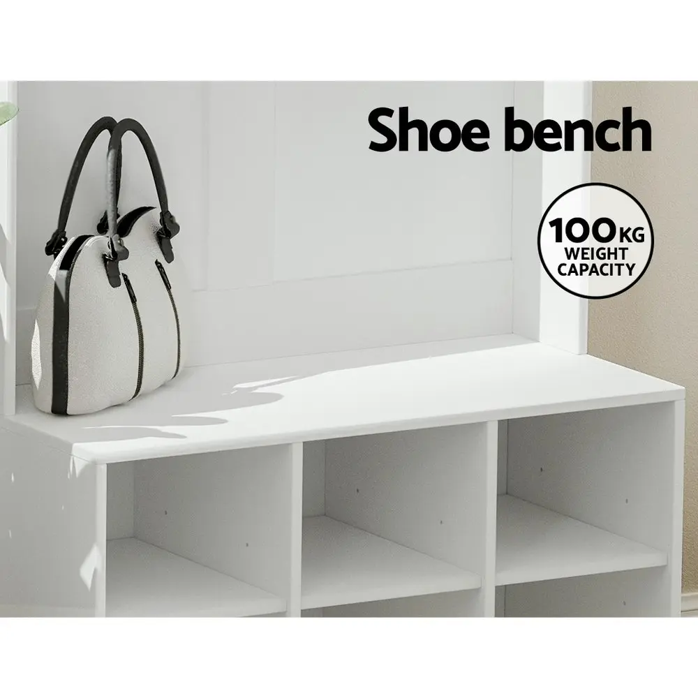 Artiss Shoe Cabinet Hall Tree Coat Rack 180CM White