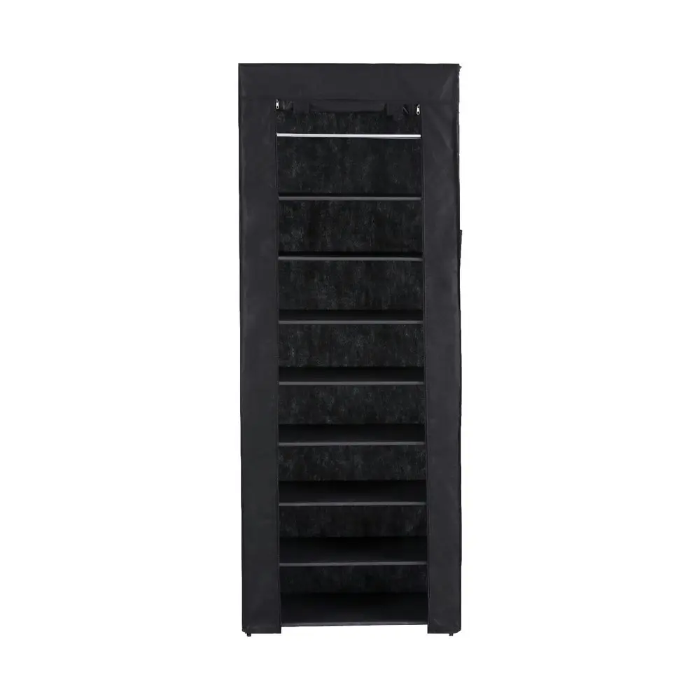 Artiss Shoe Rack 10-tier 27 Pairs Removable Cover Black