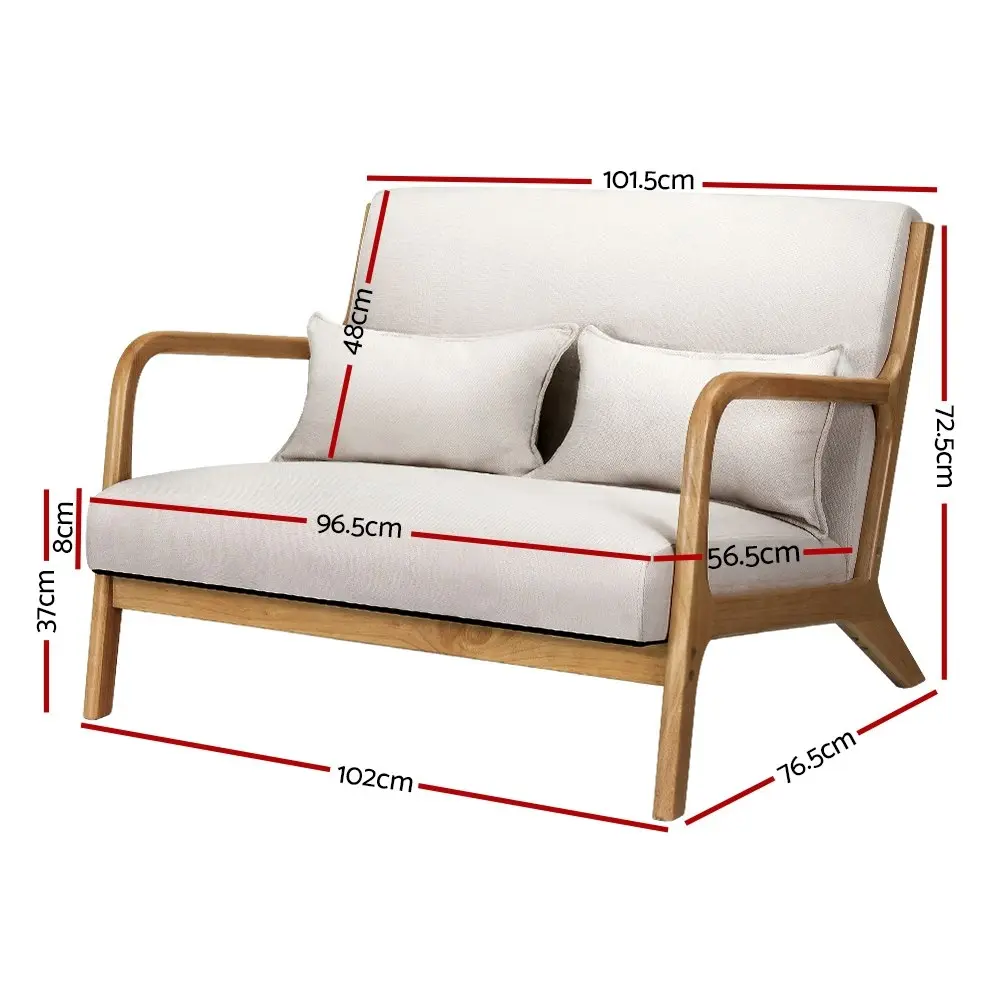 Artiss Armchair 2-seater Loveseat Fabric Beige Olive