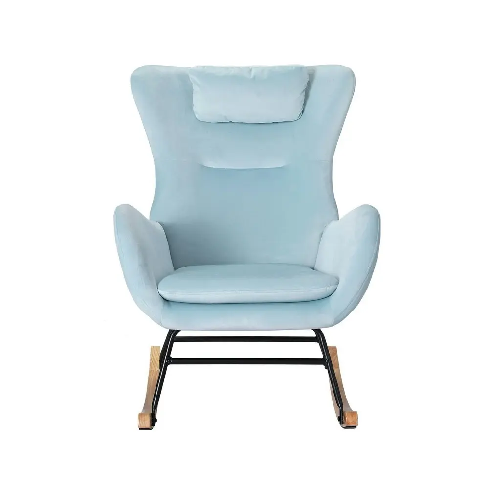 Artiss Rocking Chair Velvet Armchair Feeding Chair Blue