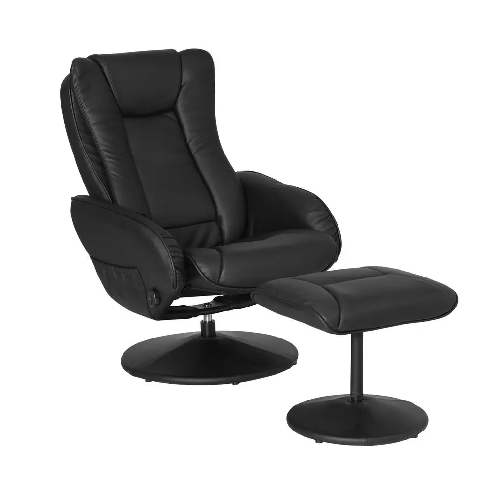 Artiss Recliner Chair Ottoman Heated Massage Black