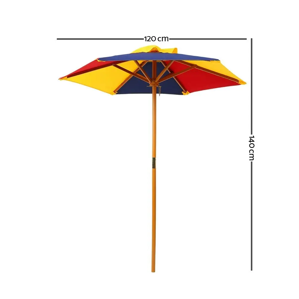 Keezi Kids Outdoor Table and Chairs Picnic Bench Set Umbrella Colourful