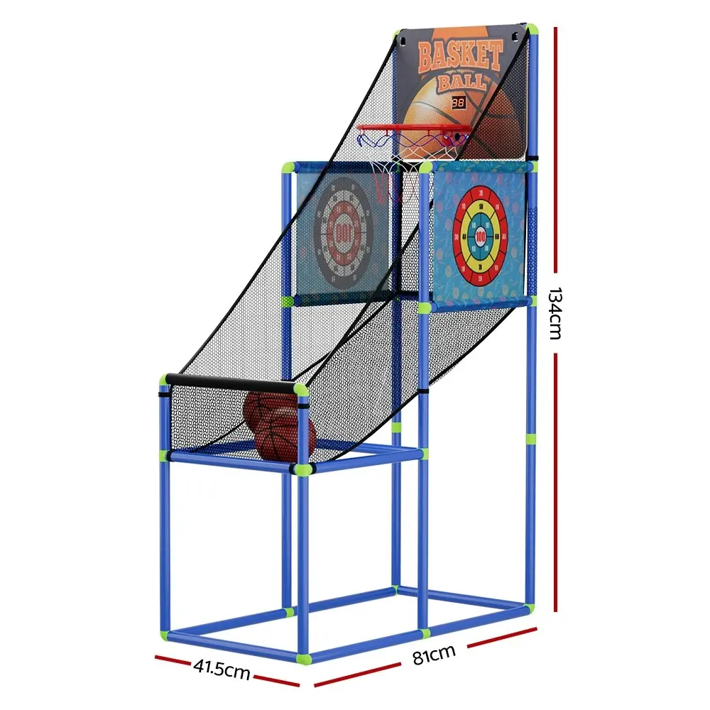 Basketball Arcade Game Electronic Scorer 3 Games Adjustable Kids Blue