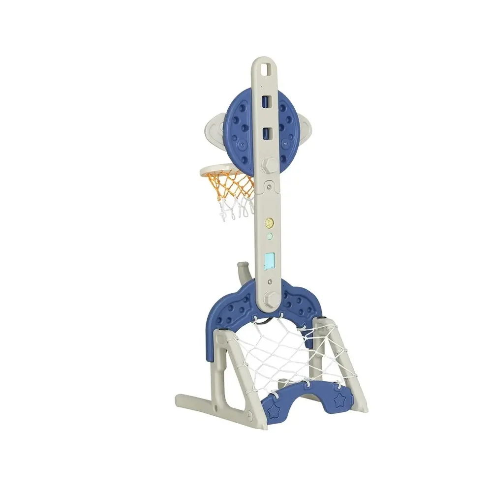 Keezi Kids Basketball Hoop Stand Adjustable 6-in-1 Sports Center Toys Set Blue