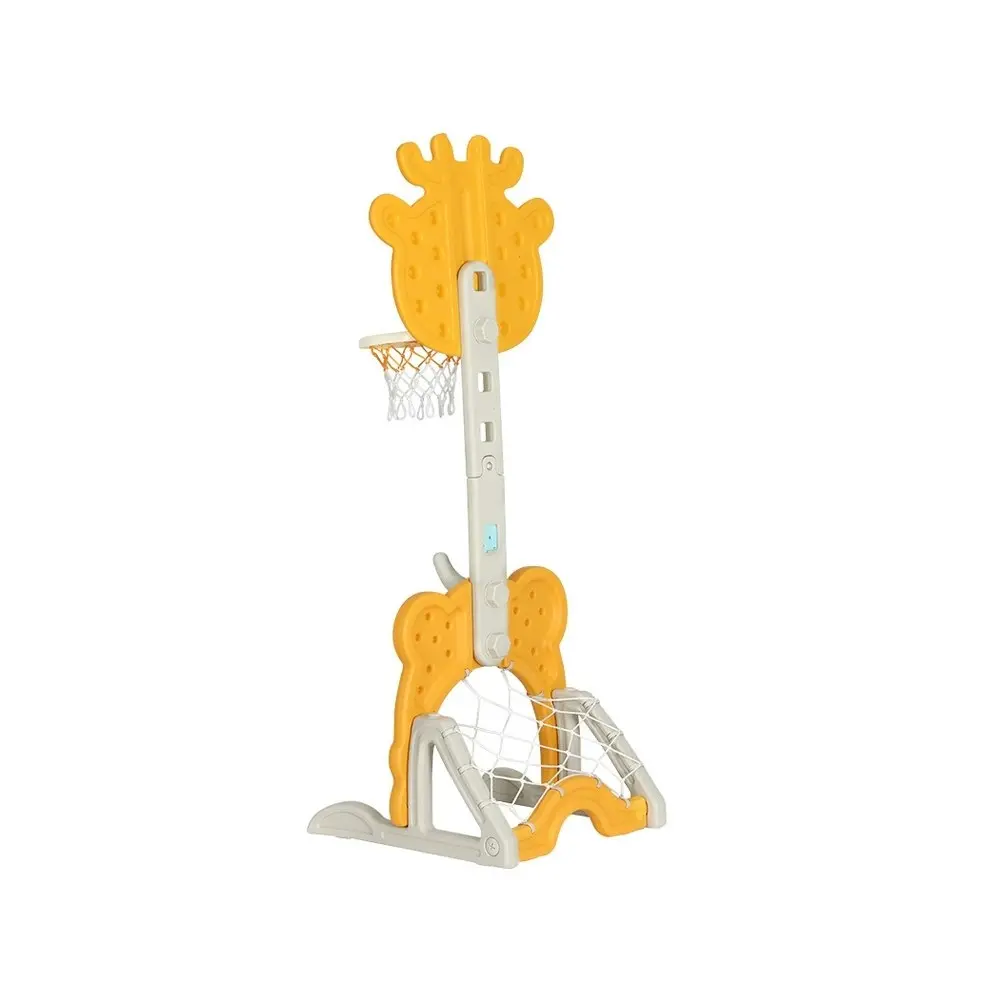 Keezi Kids Basketball Hoop Stand Adjustable 5-in-1 Sports Center Toys Set Yellow