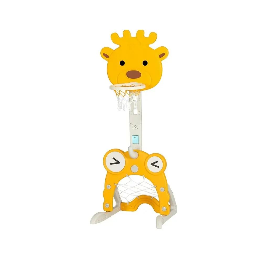 Keezi Kids Basketball Hoop Stand Adjustable 5-in-1 Sports Center Toys Set Yellow